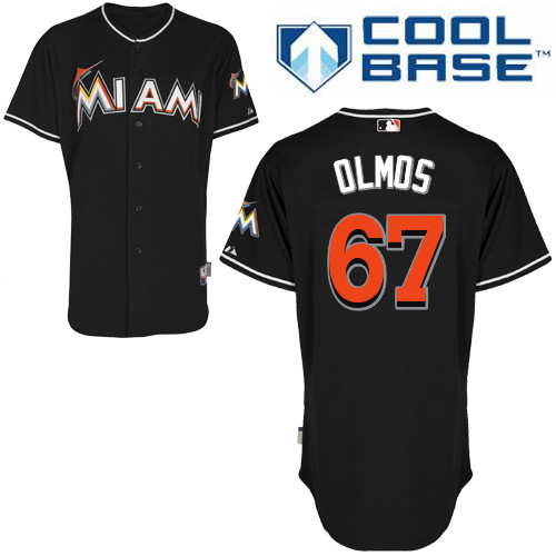 Edgar Olmos #67 MLB Jersey-Miami Marlins Men's Authentic Alternate 2 Black Cool Base Baseball Jersey
